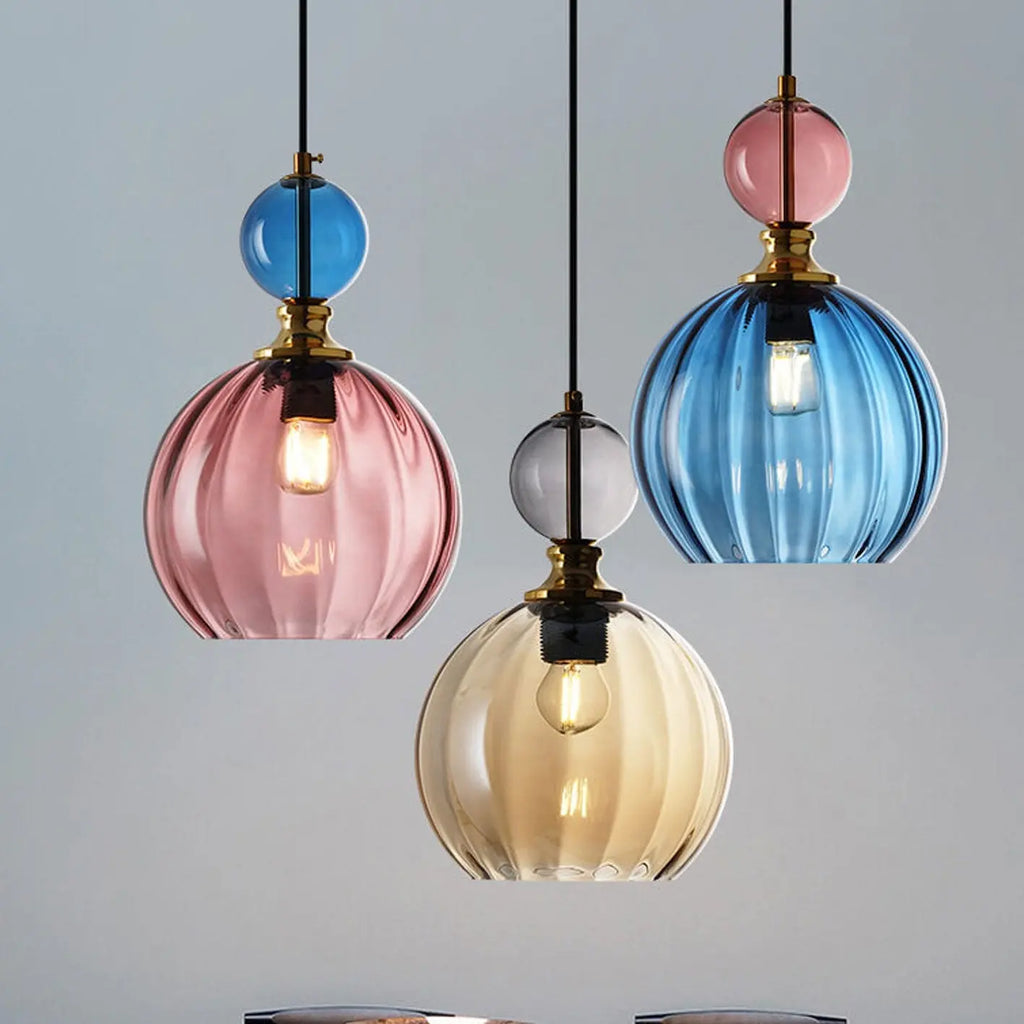 Danish Creative Stripes Glass Round 1/3 Light Chandelier Lumendat