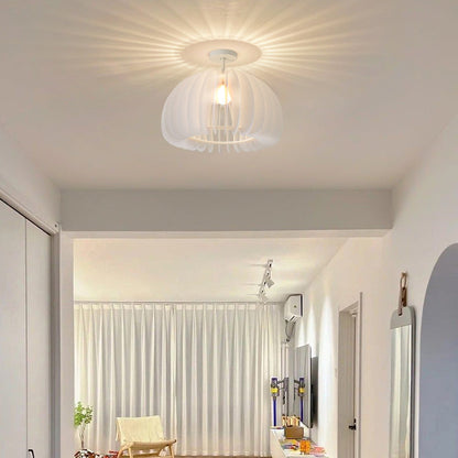 Modern Minimalist Pumpkin Dome Iron Acrylic 1-Light Semi-Flush Mount Ceiling Light For Living Room