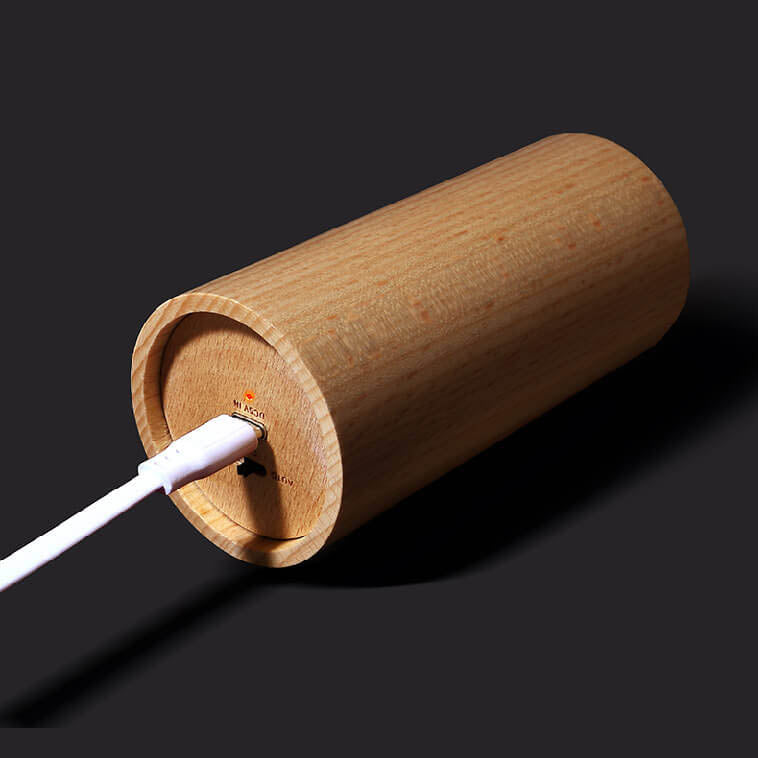 Modern Simple Wooden Cylindrical USB LED Table Lamp Lumendat