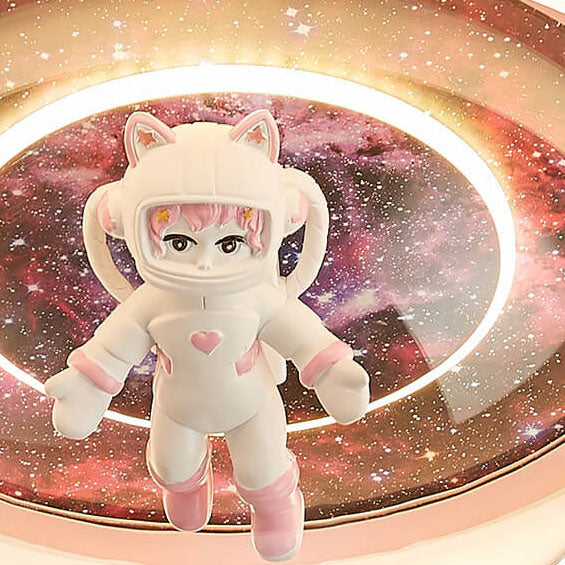 Lumendat Contemporary Creative Cartoon Pink Astronaut Unicorn Round Acrylic Resin LED Flush Mount Ceiling Light For Bedroom Lumendat