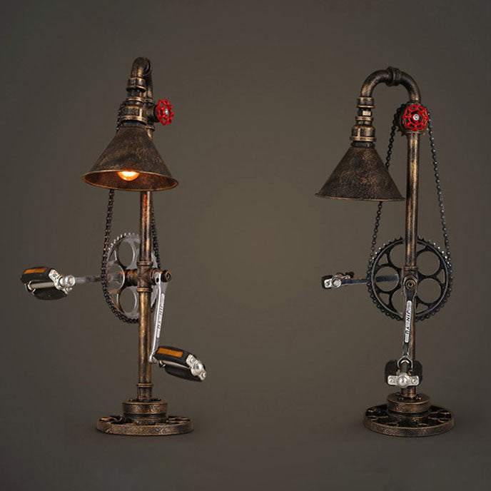Industrial Vintage Iron Gear Plumbing Metal 1-Light Table Lamp Lumendat