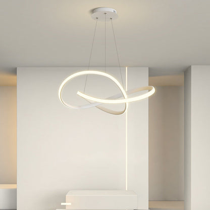 Modern Minimalist Aluminum Twist Ring LED Island Light Pendant Light for Dining Room