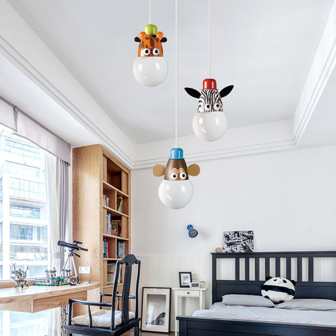 Lumendat Contemporary Creative Acrylic Cartoon Animal Hardware Frame 3-Light Kids Chandelier For Bedroom Lumendat