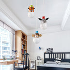 Lumendat Contemporary Creative Acrylic Cartoon Animal Hardware Frame 3-Light Kids Chandelier For Bedroom Lumendat