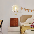 Lumendat Contemporary Nordic Kids Iron Resin Glass Moon Doll 1-Light Pendant Light For Bedside Lumendat