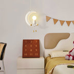Lumendat Contemporary Nordic Kids Iron Resin Glass Moon Doll 1-Light Pendant Light For Bedside Lumendat