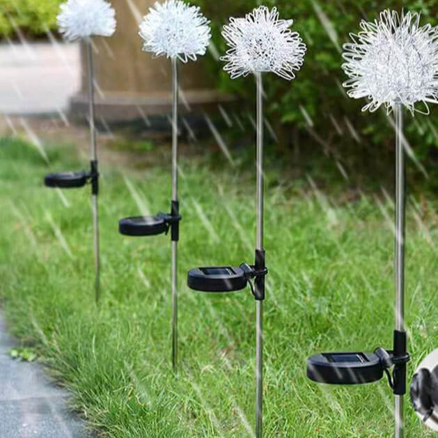Solar Dandelion Aluminum Wire Globe Light LED Outdoor Waterproof Luminous Garden Insert Ground Landscape Light Lumendat