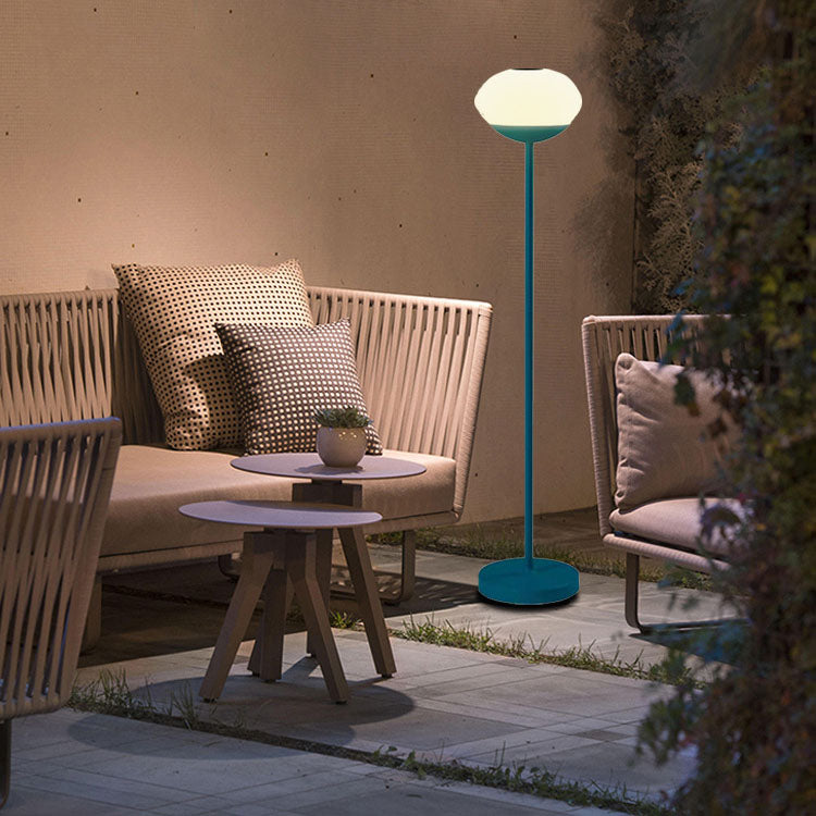Solar Modern Minimalist Wrought Iron PE Oval LED Outdoor Standing Floor Lamp Lumendat