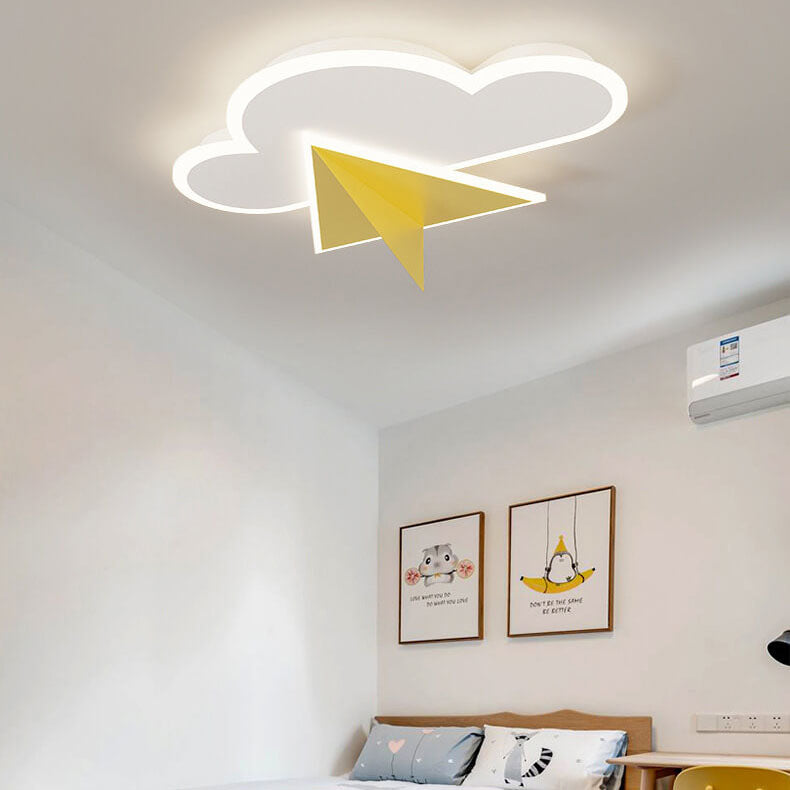Lumendat Creative Cartoon Clouds Airplane LED Kids Flush Mount Ceiling Light Lumendat