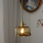 Modern Eclectic Amber Brass Glass Geometric Jar 1-light Pendant Light for Living Room BulbSquare