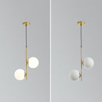 Modern Minimalist Iron Glass Round Ball Branch 2-Light Chandelier for Living Room Lumendat