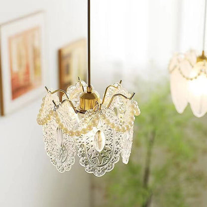 French Light Luxury Hardware Glass 1-Light Pendant Light