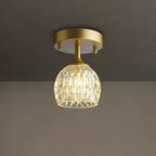 European Light Luxury Round Head Iron Glass 1-light Semi-flush Mount Light