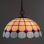 Tiffany Vintage Gemstone Stained Glass Dome 3-light Pendant Light BulbSquare