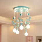 Modern Children's Carousel Eye Protection Resin Iron 1/7/11 Light Flush Mount Ceiling Light
