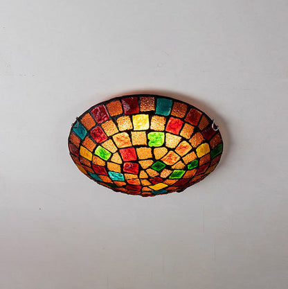 European Tiffany Hardware Shell 1-Light Flush Mount Lighting
