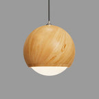 Japanese Wood Grain Round Oval Iron 1-light Pendant Light BulbSquare