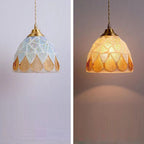 Traditional Tiffany Shell Decor Stained Glass Semicircle 1-light Pendant Light for Bedroom BulbSquare