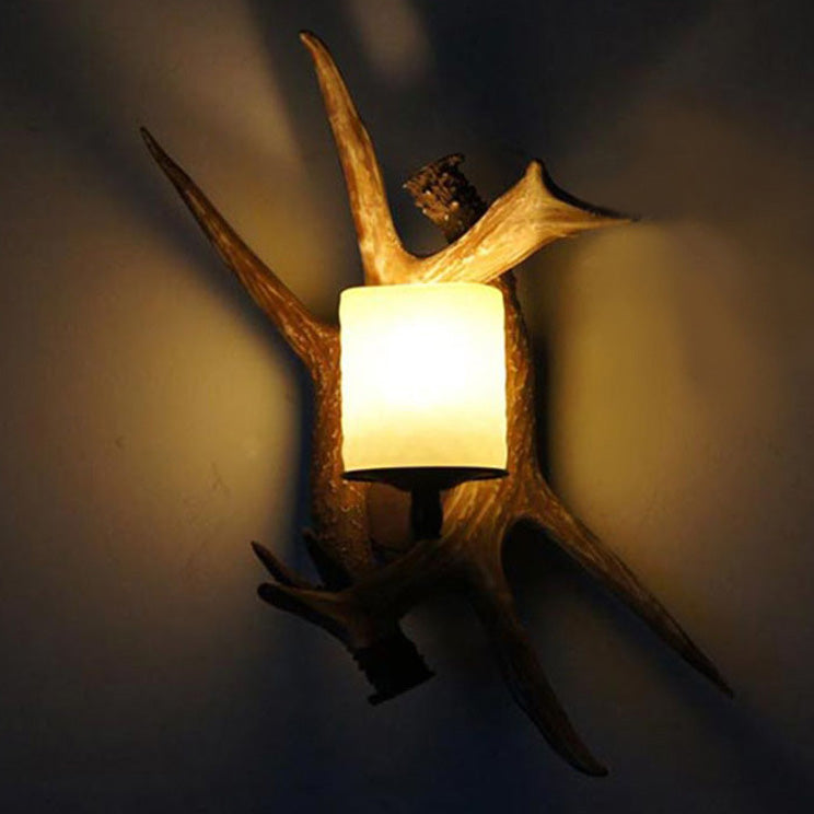 Traditional Vintage Resin Iron Antler 1/2 Light Wall Sconce Lamp For Hallway
