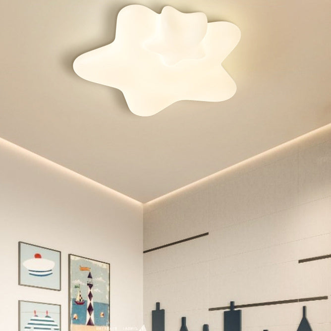 Lumendat Contemporary Creative Kids Star Moon Iron PE LED Flush Mount Ceiling Light For Bedroom Lumendat