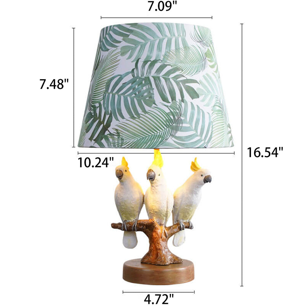 Nordic Leaf Fabric Resin Bird Design 1-Light Table Lamp Lumendat