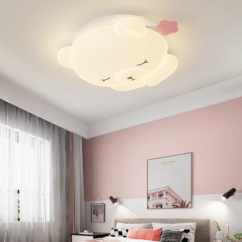 Lumendat Modern Art Deco Kids Iron PE Bear LED Flush Mount Ceiling Light For Bedroom Lumendat