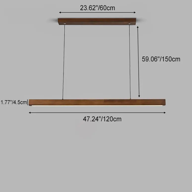 Contemporary Nordic Rubber Wood Acrylic Strip LED Island Light Chandelier for Dining Room BulbSquare