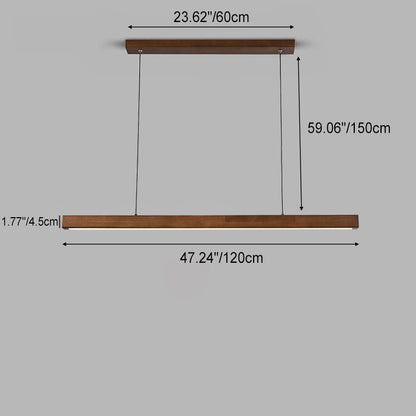Contemporary Nordic Rubber Wood Acrylic Strip LED Island Light Chandelier for Dining Room