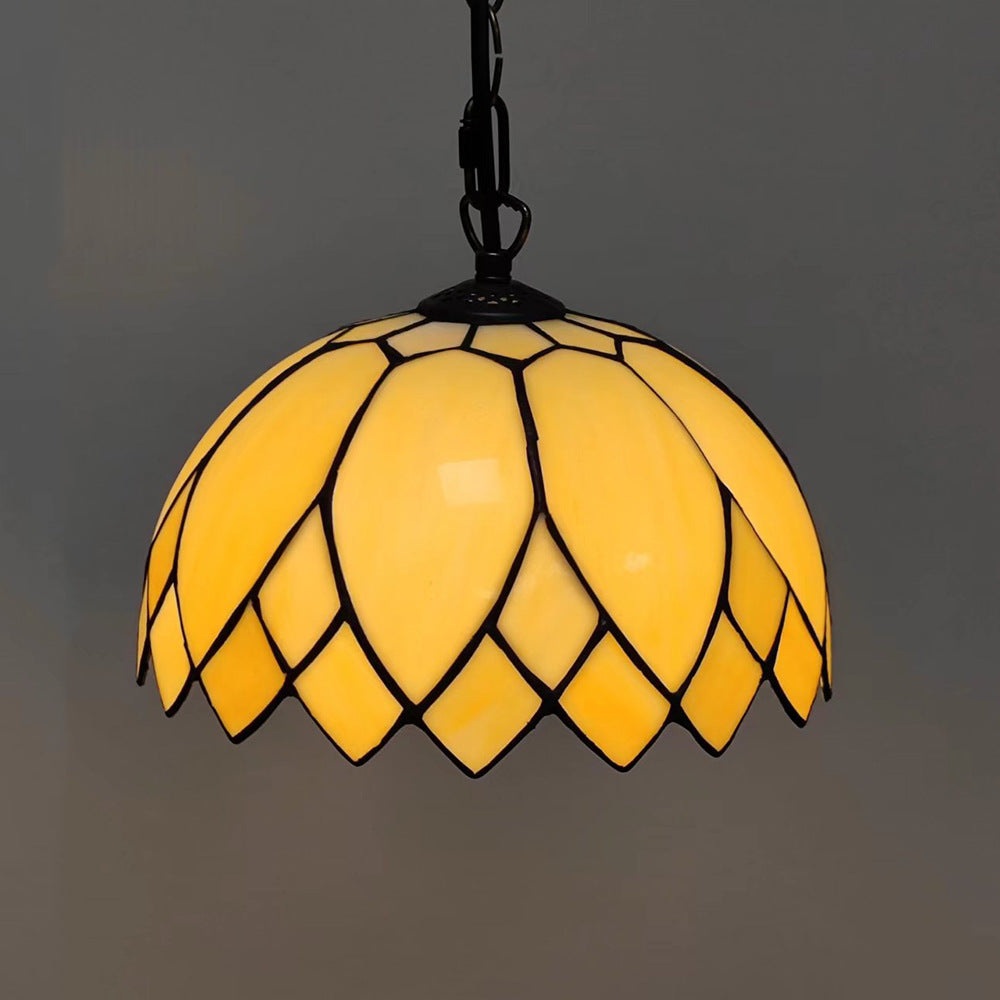 Tiffany European Style Milk White Glass Dome 1-light Pendant Light