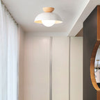 Modern Minimalist Round Iron Glass 1-Light Semi-Flush Mount Ceiling Light For Living Room Lumendat