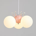 Lumendat Contemporary Creative Cream Hardware Crystal Decor PE Round Shade 3-Light Kids Chandelier For Living Room Lumendat