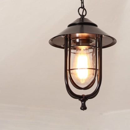 Industrial Vintage Aluminum Cage Glass 1-light Outdoor Waterproof Pendant Light