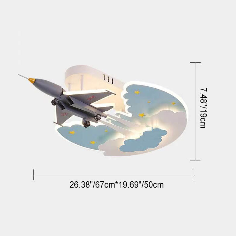 Lumendat Creative Kids Cartoon Aircraft Dimmable Acrylic LED Flush Mount Ceiling Light Lumendat