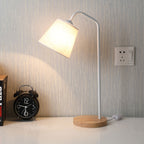Nordic Minimalist Cone Linen Shade Wood Base 1-Light Table Lamp Lumendat