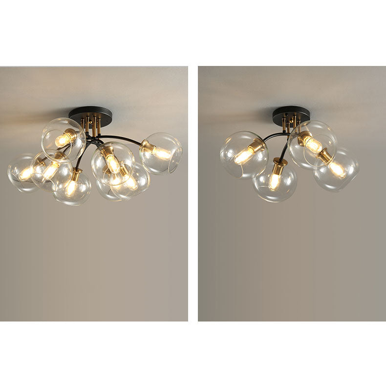 Modern Light Luxury Glass Magic Bean Round 4/6/8 Light Semi-Flush Mount Ceiling Light Lumendat