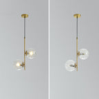 Modern Minimalist Iron Glass Round Ball Branch 2-Light Chandelier for Living Room Lumendat