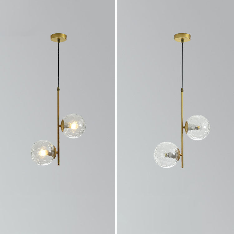 Modern Minimalist Iron Glass Round Ball Branch 2-Light Chandelier for Living Room Lumendat