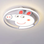 Lumendat Contemporary Creative Kids Iron Acrylic Round Pig LED Flush Mount Ceiling Light For Bedroom Lumendat