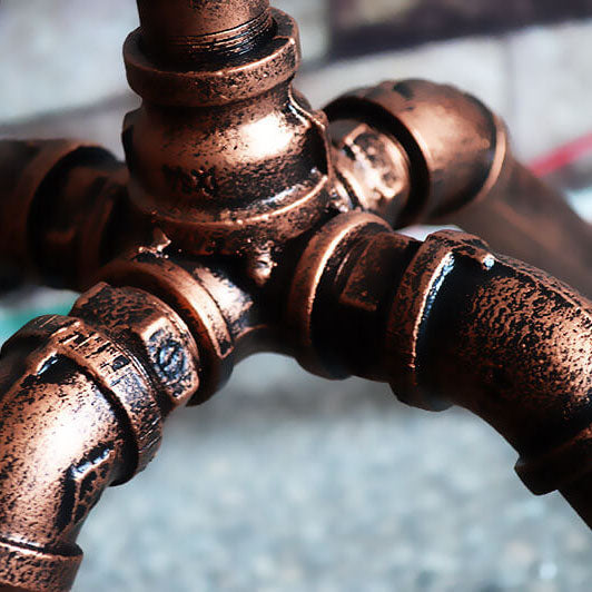 Industrial Steampunk Copper Water Pipe 2-Light Standing Floor Lamp Lumendat