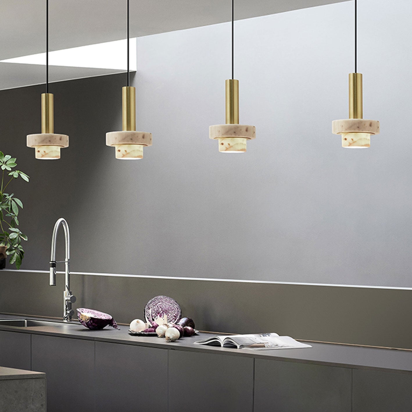 Modern Light Luxury Marble Metal 1-light Pendant Light