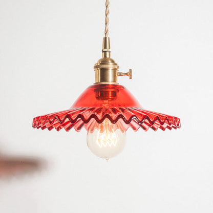 Traditional European Round Textured Glass 1-Light  Dome Lace Pendant Light