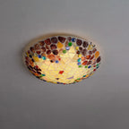 European Rustic Tiffany Hardware Glass Shell 1-Light Flush Mount Lighting