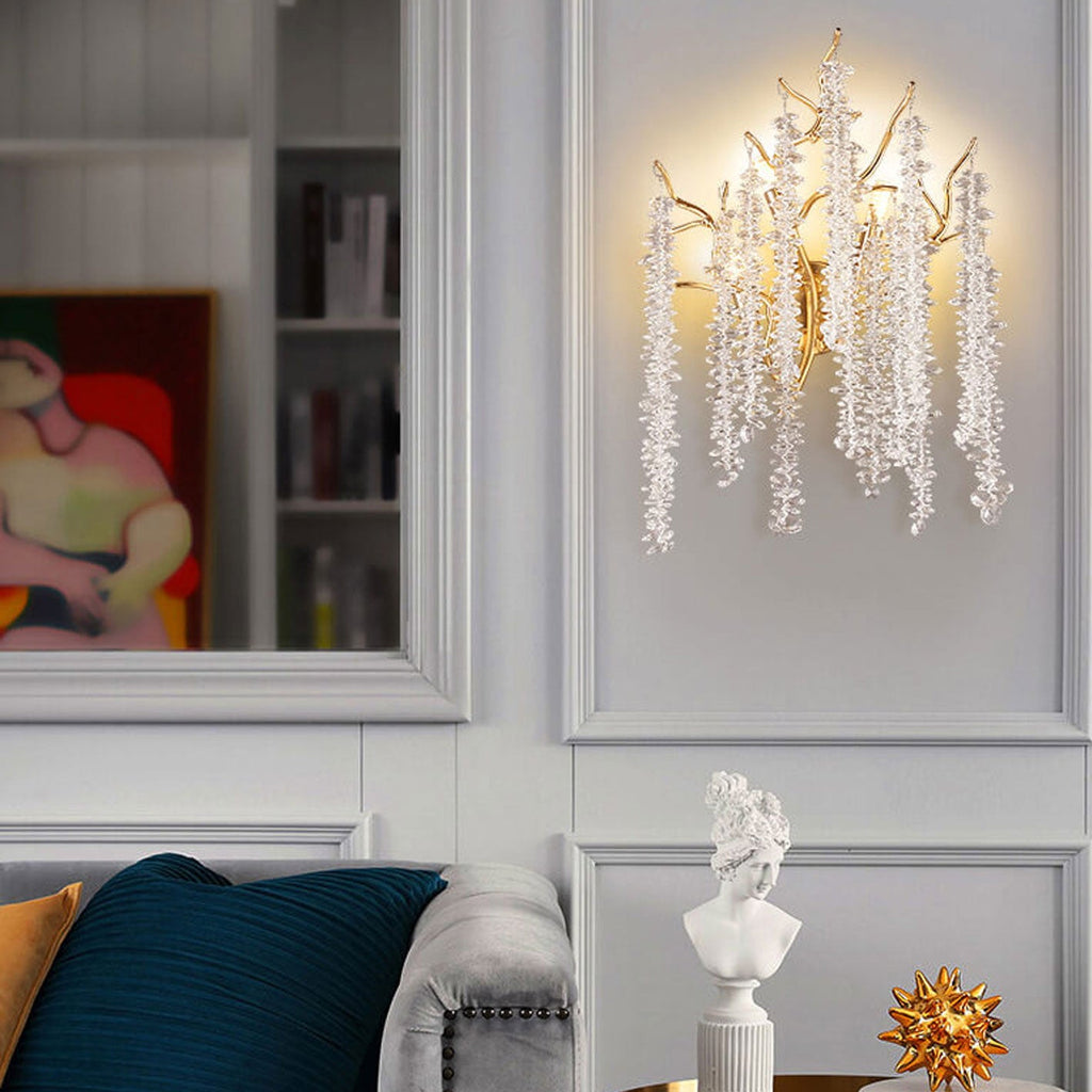 Modern Light Luxury Tree Branch Crystal 3-Light Wall Sconce Lamp Lumendat