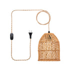 Vintage Rattan Weaving Dome Column 1-light Pendant Light BulbSquare