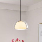 Contemporary Scandinavian Half Round Jelly Iron Glass 1-light Pendant Light for Bedroom