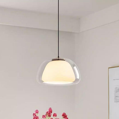 Contemporary Scandinavian Half Round Jelly Iron Glass 1-light Pendant Light for Bedroom