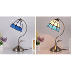 European Vintage Tiffany Round Head Glass Hardware 1-Light Table Lamp Lumendat