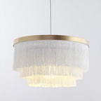 Contemporary Scandinavian Tassel Round Silk Polyester Iron 1-light Pendant Light for Bedroom BulbSquare