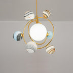 Lumendat Nordic Creative Glass Planet Plating Ring 7-Light Kids Chandelier Lumendat