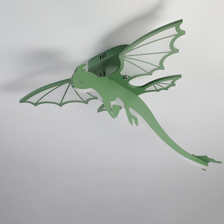 Contemporary Creative Acrylic Cartoon Dinosaur LED Semi-flush Mount Ceiling Light for Bedroom